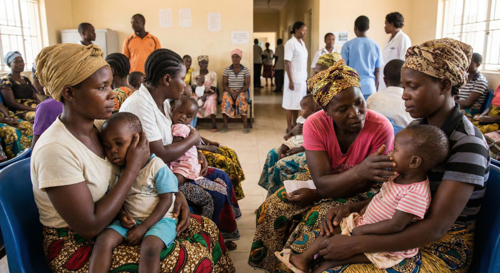 Mères et enfants dans une clinique en RDC — la réalité de la crise sanitaire